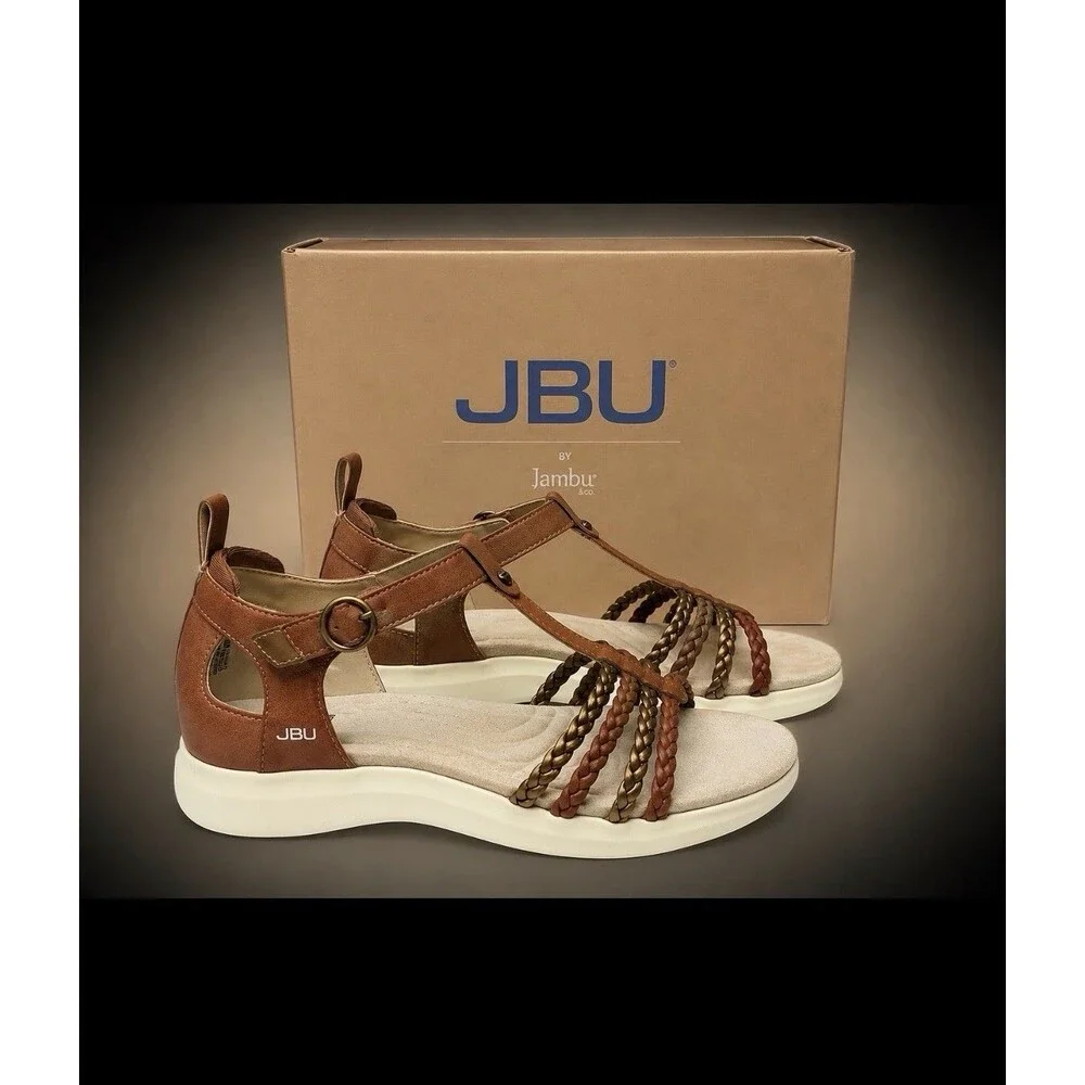 JBU Jambu Prague Women’s Sandal Size 8.5M Braided Two Tone Brown & Bronze New